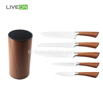 6 pcs faca de cozinha conjunto decalque madeira padrão
